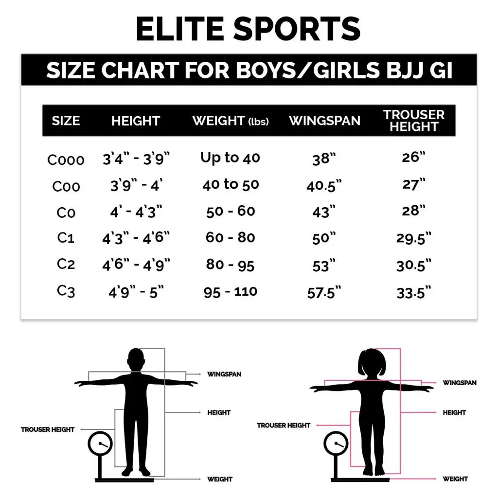 Elite Sports Gi Size Chart