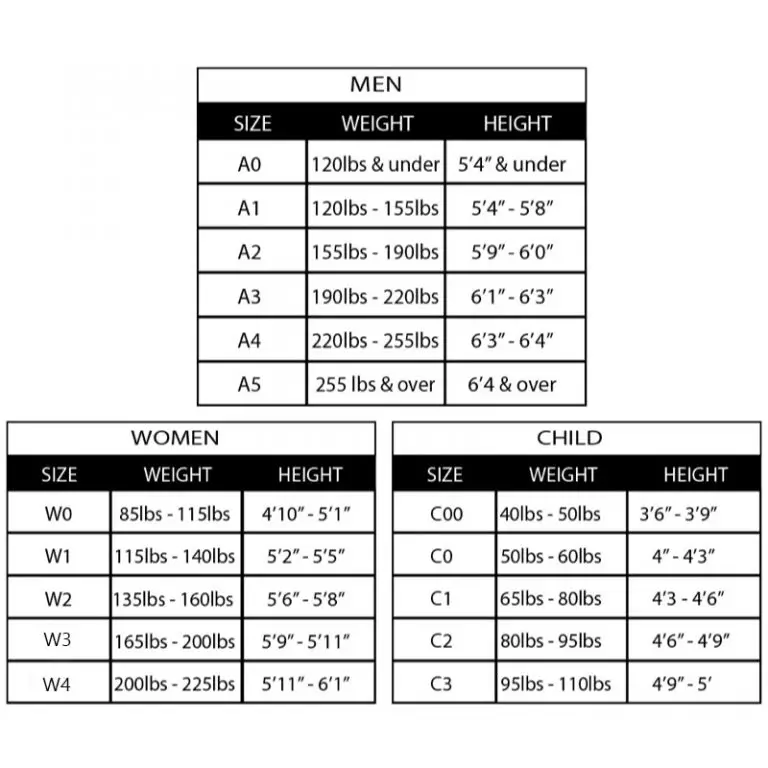 Gi Size Chart Origin Fighter