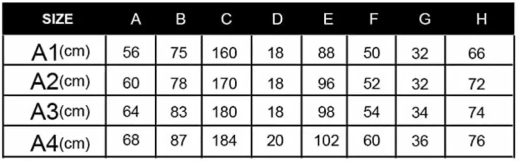 Jayefo Gi Size Chart