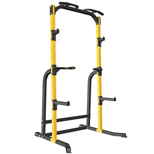 ZENOVA Power Rack Squat Rack Fitness Pull Up Bar Station Weightlifting Squat Stand with J-Hooks and Dip Bar, 800LBS Weight Capacity