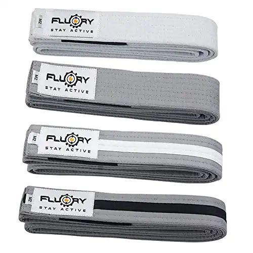 FLUORY BJJ Belt for Kids, Brazilian Jiu Jitsu Belts Made of 100% Cotton