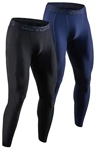 DEVOPS 2 Pack Men's Compression Pants Athletic Leggings with Pocket/Non-Pocket