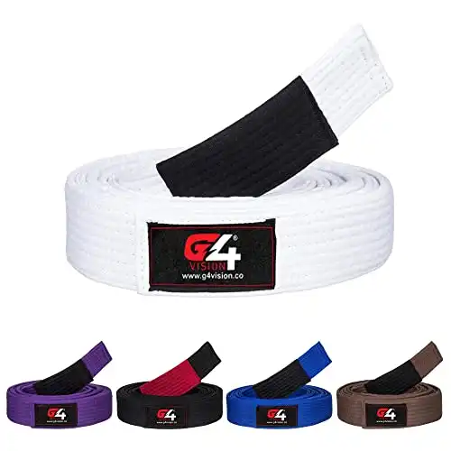 G4 Vision Jiu Jitsu Belt BJJ Belts Brazilian Adult A1 A2 A3 A4 Black Brown Purple Blue White