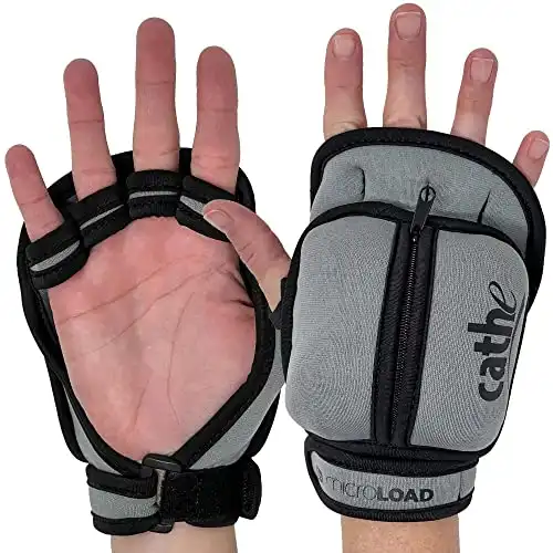 Cathe MicroLoad Adjustable Grey Weight Gloves with Removable Weights - Each 2lb Weighted Glove Contains Four 1/2 Pound Removable Weights